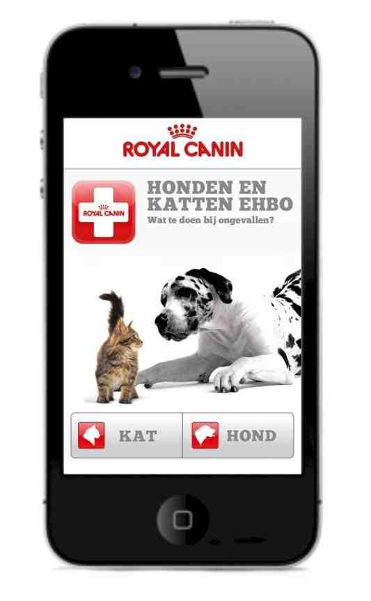 Royal Canin PERSINFORMATIE Unieke en gratis EHBO App voor kat en hond Veghel in augustus 2012 lanceert Royal Canin Nederland de eerste EHBO App voor kat en hond, een uniek en onmisbaar hulpmiddel