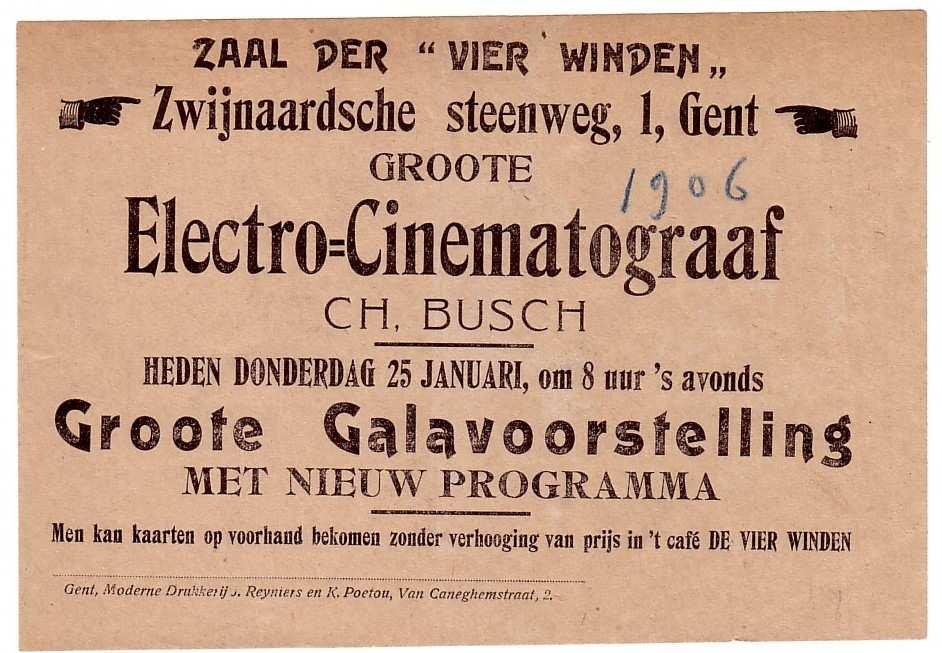 Illustratie 4 Aankondiging voor de cinematograaf van Charles Busch in zaal der Vier Winden.