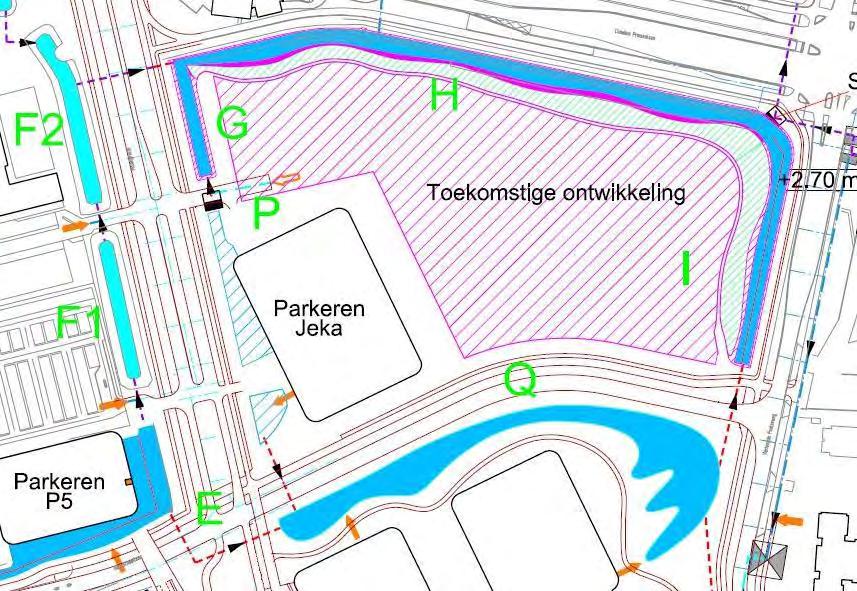 Water Amphia Molengracht, Breda 3. Nieuwe situatie Principe Doelstelling is het realiseren van een robuust watersysteem rondom het nieuwe ziekenhuis.