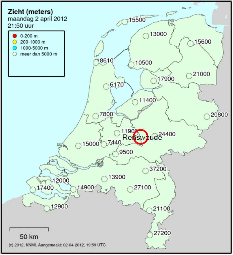 Meetdatum en omstandigheden De metingen zijn uitgevoerd op maandagavond 2 april 2012 van 19.00 tot 23.00 uur. De metingen zelf werden na 21.15 uitgevoerd, een uur na zonsondergang.