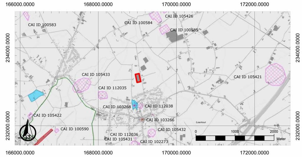 20 Loenhout Heikenweg 29 Figuur 21: Overzichtskaart Centrale Archeologische Inventaris met aanduiding van het onderzoeksgebied (https://geo.onroerenderfgoed.