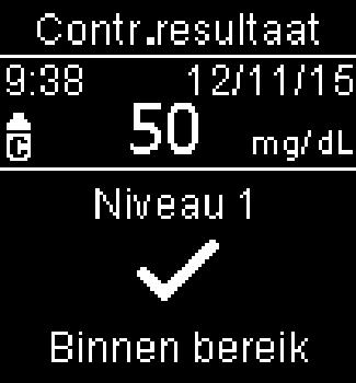 3 7 Functiecontrolemetingen of Contr.resultaat en het symbool van een flesje controleoplossing worden op de display weergegeven.