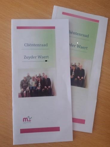 De Werkgroep Zichtbaarheid heeft een eigen folder van de cliëntenraad uitgebracht en is in overleg met de organisatie om de cliëntenraad een beter zichtbare plaats op de website van