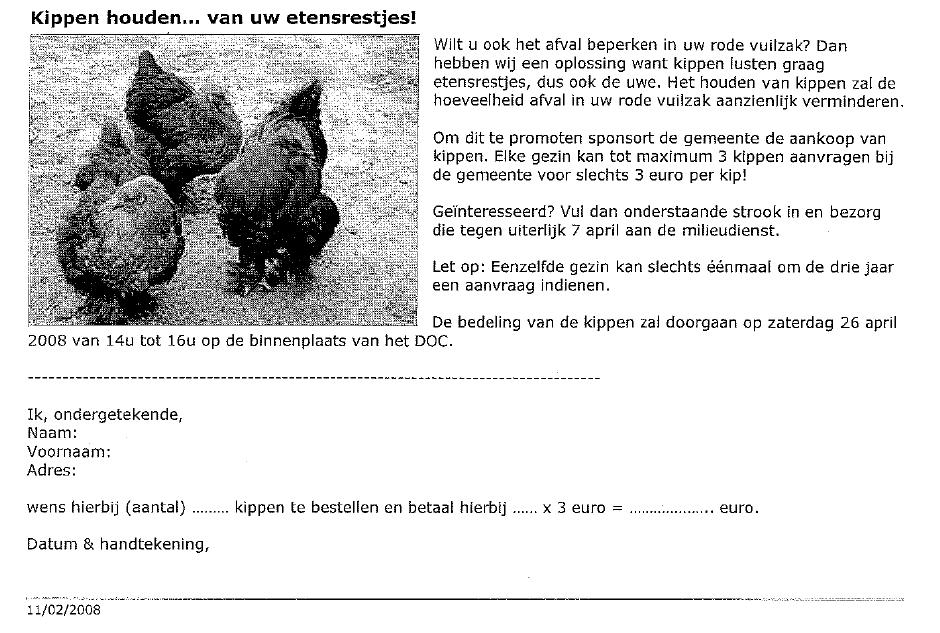 Bijlage 5: Artikel kippenverkoopactie