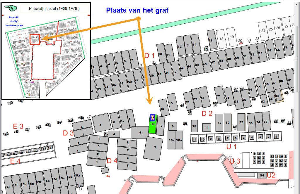 2.5. DE KNOP TOON GRAF OP KAART (5) Door op de knop Toon graf op de kaart te drukken, wordt het graf van de overledene getoond in een groene kleur en met een knipperend kruisje er bij.