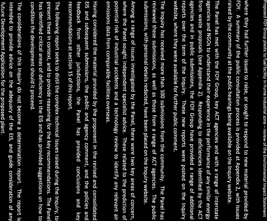 Proposed FOY Group plastic to fuel facility in Hume industrial zone review of the Environmental Impact Statement where they had further issues to raise, or sought to respond to new material provided
