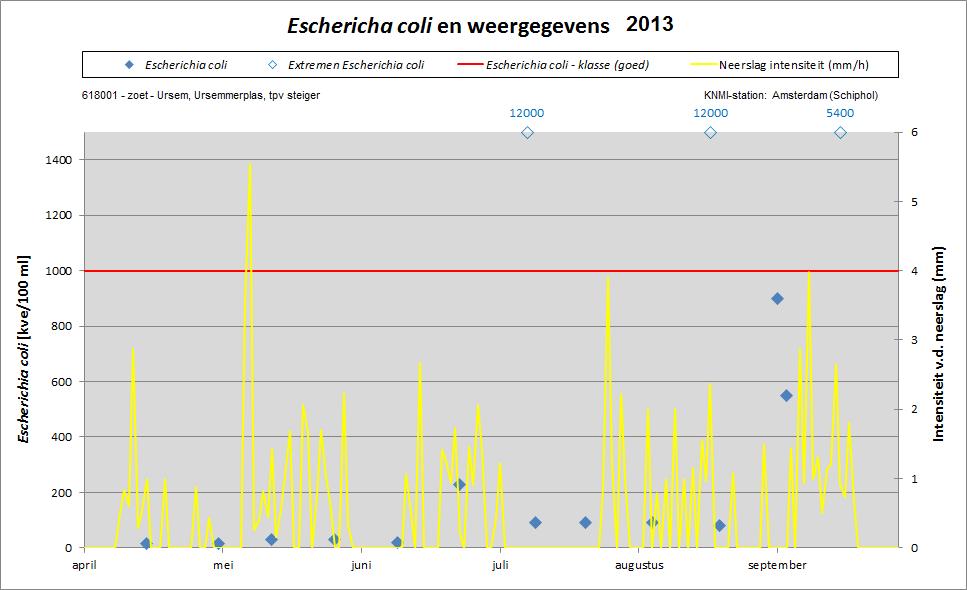 Royal HaskoningDHV B.V. Escherichia coli 2013 Figuur 5.10 Concentraties E.