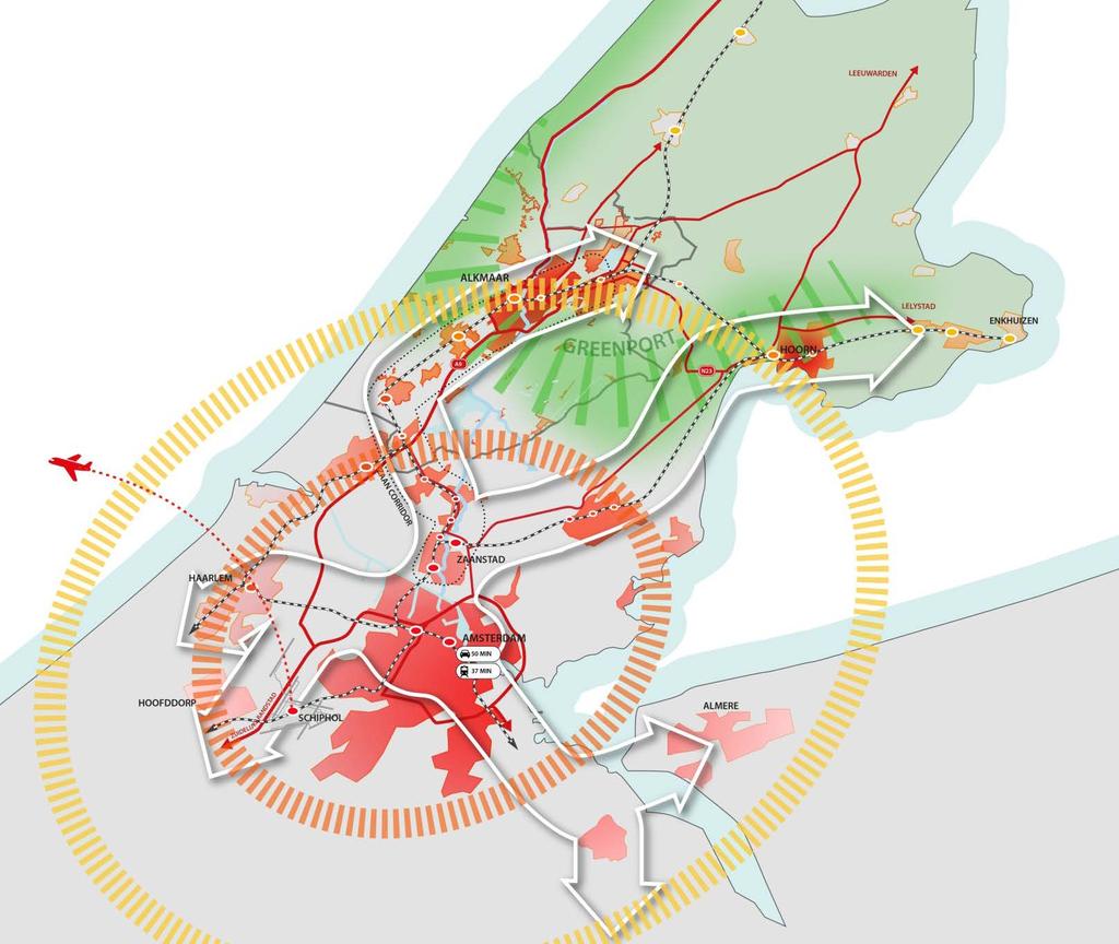 ANALYSE BOVENREGIONALE POSITIE MRA ontwikkelt in vier windrichtingen Regio Alkmaar als