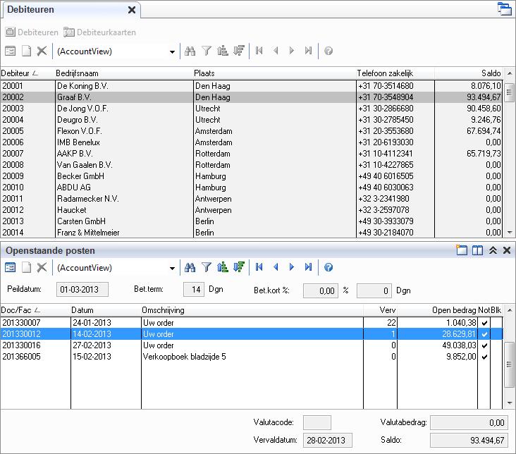 Combinatievensters gebruiken AccountView toont gegevens altijd in vensters.