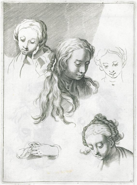 In het schetsblad uit 1636 zien we portretten van zijn vrouw Saskia, en een portret van een oudere vrouw.