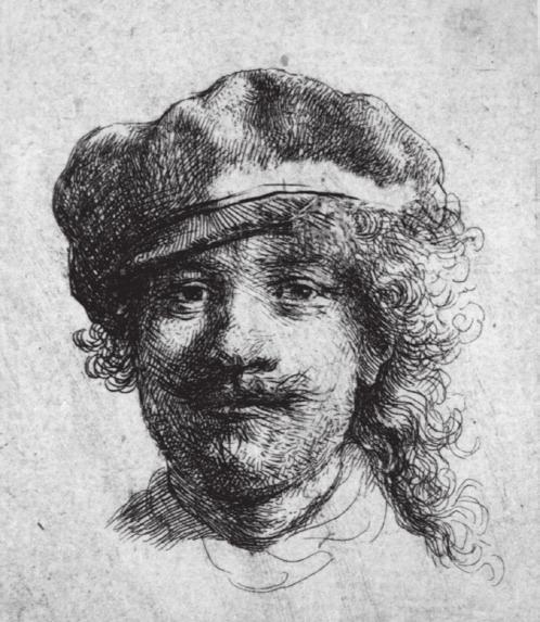 slide 9 A. B A. Rembrandt, Zelfportret met muts, ets, ca. 1634, 4,9 x 4,4 cm, Museum Het Rembrandthuis B. Arceren (1) en kruisarceren (2).