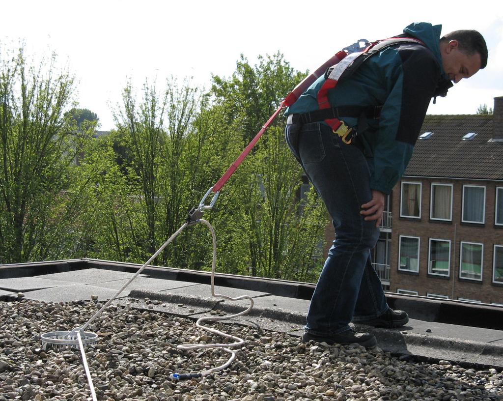 Extra karabijnhaak door oog van de ankerpunt en over eigen verstelbarelijn plaatsen.