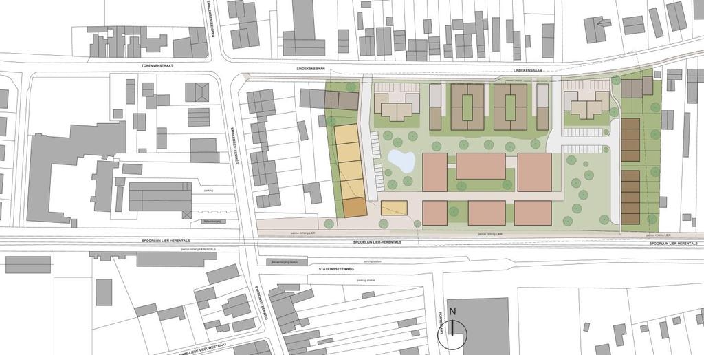 Verweving van wonen en werken Inplanting gebouwen vanuit ruimtelijke context Schaal gebouwen in overeenstemming met schaal van omliggende weefsel Kwalitatieve groenstructuren op de site W-zwaktes