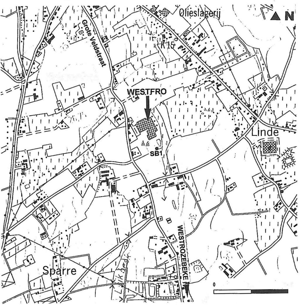 Augru lu 1998 Fase2 2 Ondiep grondwater Staden Westfro 2 LGGNG De ligging van het te onderzoeken terrein is weergegeven op figuur 1. Het ligt op ca.