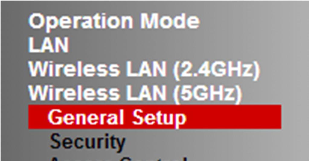 Wireless 5GHz configuratie Door in het menu aan de linkerkant op Wireless LAN (5GHz) >> General Setup te klikken, opent u het configuratie scherm voor de 5GHz frequentie.