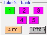 b. Een Take -5 sessie verloopt als volgt. 1 Bij aanvang is de Take-5 bank leeg. De labels met 1 tot 5 zijn grijs ingekleurd.