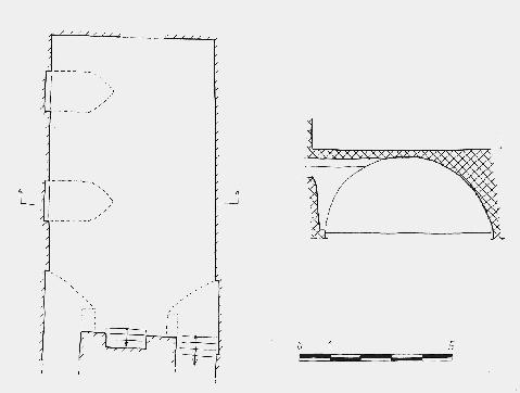 52 bulletin knob 2009-2 Afb. 8. Plattegrond en doorsnede van de kelder van Breestraat 95 (tekening E. Orsel 2008) voorbeeld in Den Bosch aan de markt en de hoofdstraten veel voorkomend.