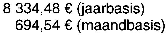 eerste lid, van het koninklijk besluit: 9 525, 12 (jaarbasis ) 793,76 (maandbasis) voor de gerechtigden op het