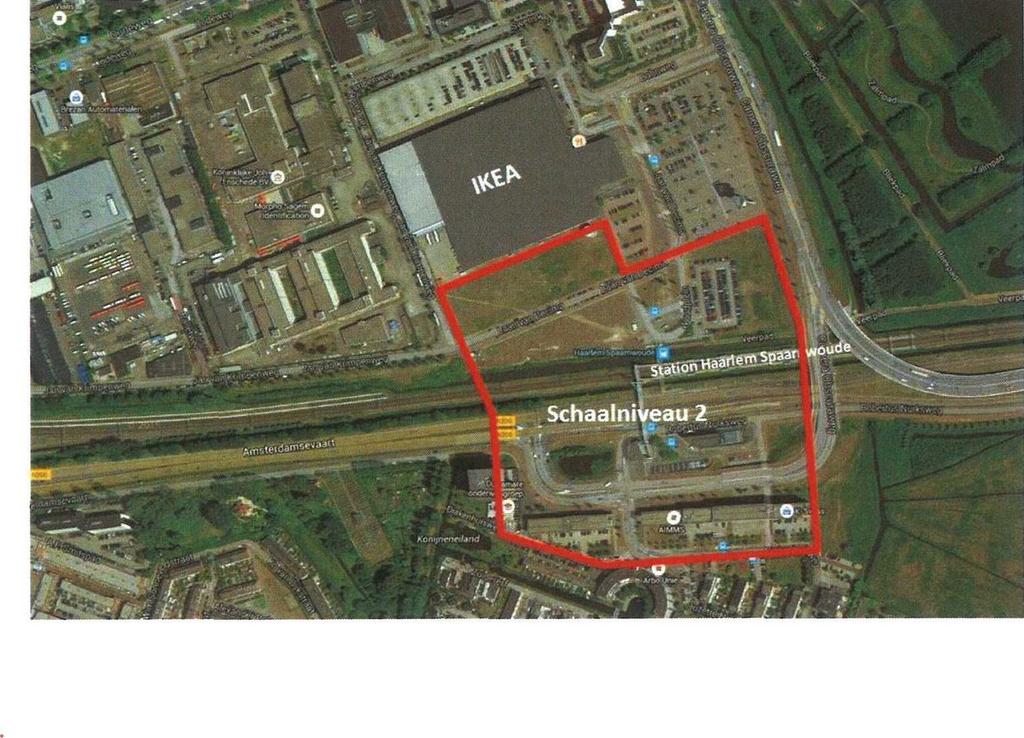 schaalniveaus (zie figuur): 1. kavelontwikkeling naast NS Station Haarlem-Spaamwoude 2.