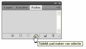 Ga dus naar het tabblad Paden en klik onderaan op het icoontje Selecteer gereedschap: Penseel (B) In het uitrol keuzemenu kies je
