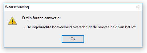 hoeveelheid. - Bij de stocktransfer werd een Spoor Transfer ingebouwd.