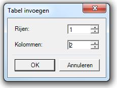 Figuur 3 Tabel invoegen via het menu 3.