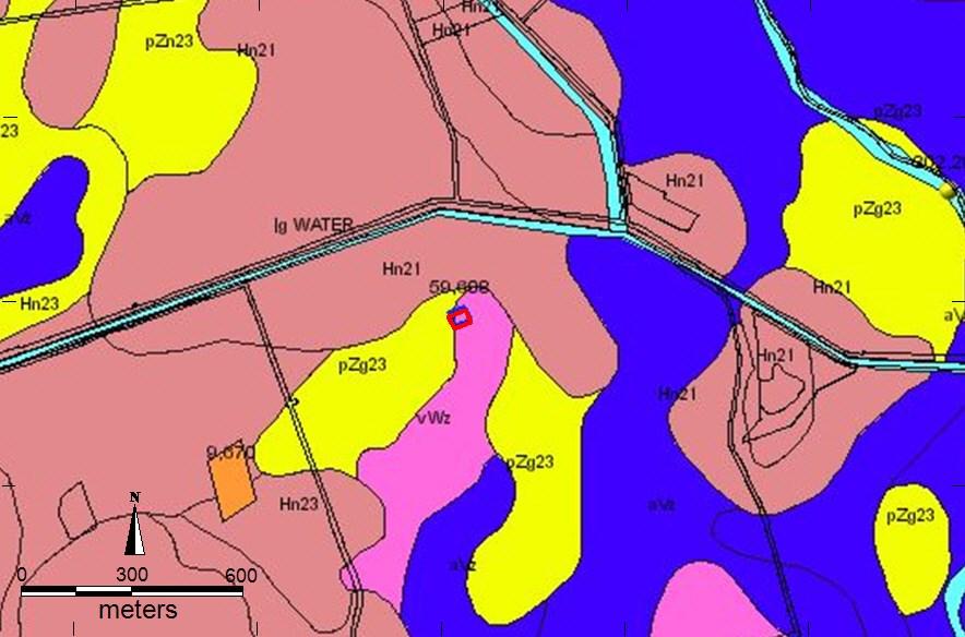 Afbeelding 4. Plangebied (paars) geprojecteerd op de landschaps- en archeologische verwachtingskaart van de gemeente Coevorden.