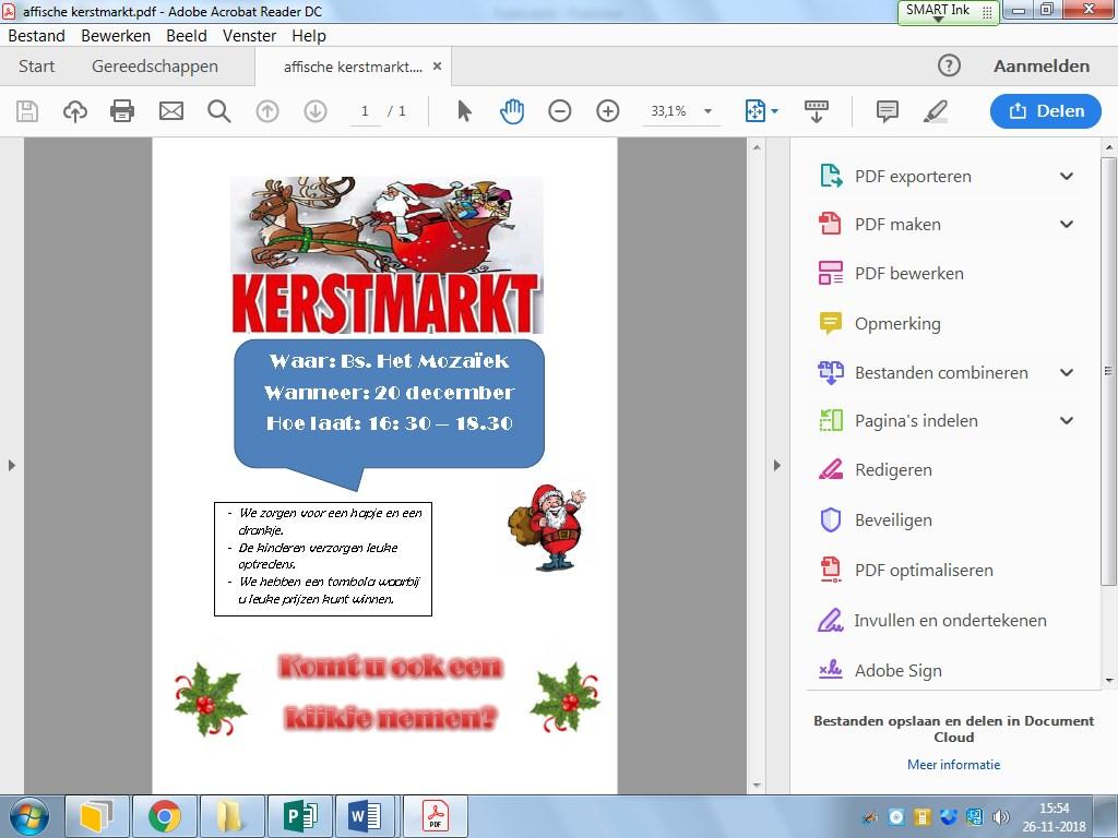 Op vrijdagochtend, 21-12, krijgen de leerlingen een kerstontbijt. De schooltijden zijn voor donderdag 20-12 gewoon van 8.30-12.00 / 13.00 15.00. En de Kerstmarkt dan van 16.30-18.