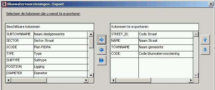 4. Kies de kolommen die u wilt exporteren.