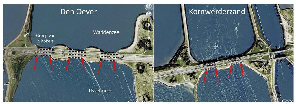 openzetten van de schuiven gebeurt bij afgaand tij (eb) wanneer het waterpeil in de Waddenzee 10 cm lager is dan in het IJsselmeer.