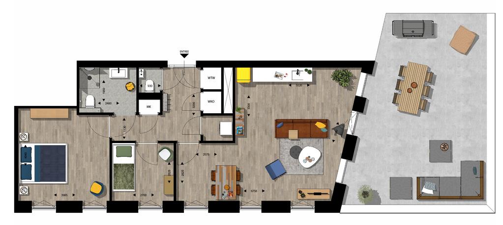 Saphira Appartementen woningtype H2 Huurprijs 900,- Indicatie servicekosten 51,- Oppervlakte woning: 78 m 2 Aantal