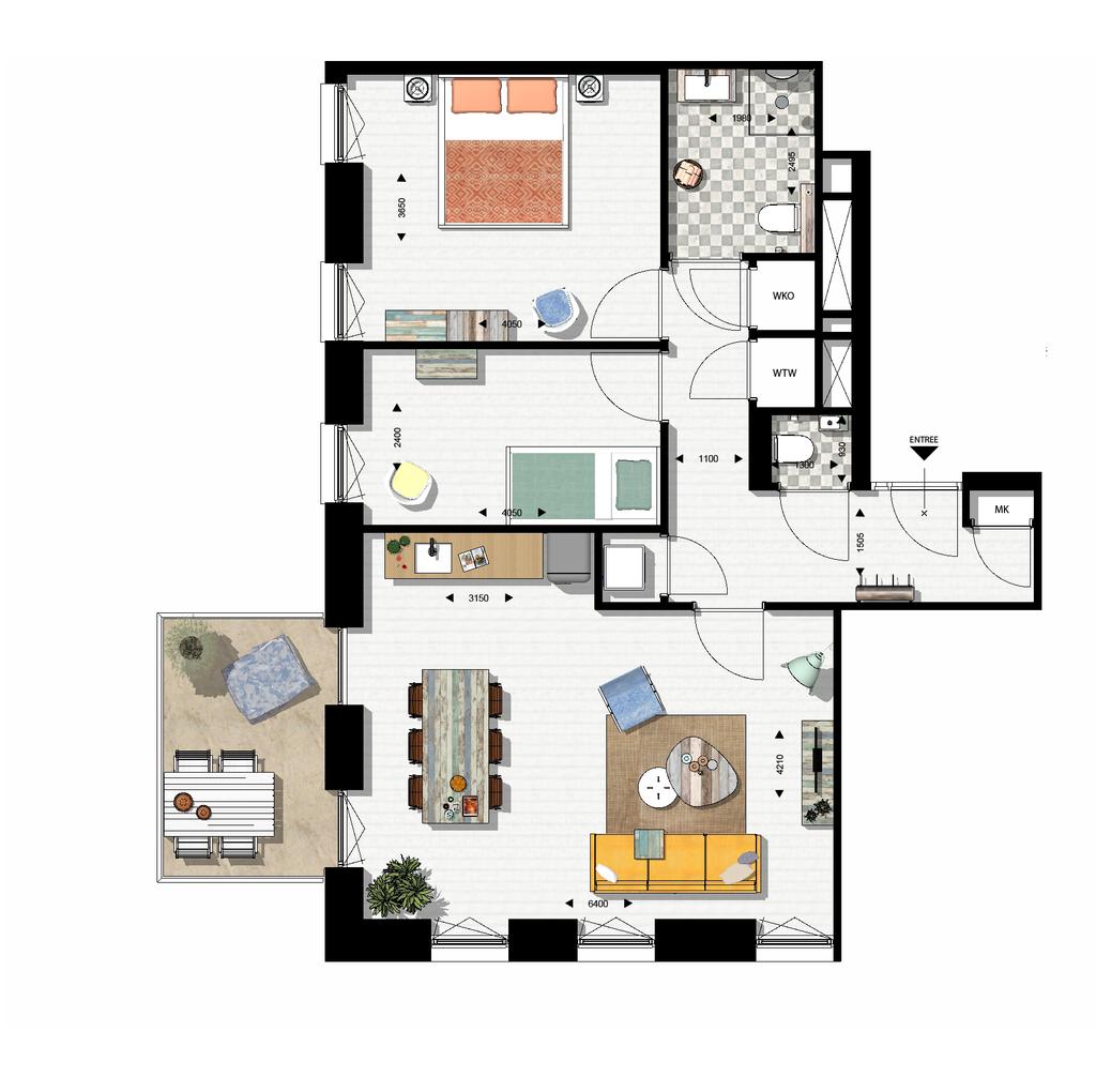 Saphira Appartementen woningtype E Huurprijs 900,Indicatie servicekosten 51,Oppervlakte woning: 78 m2 Aantal kamers: 3