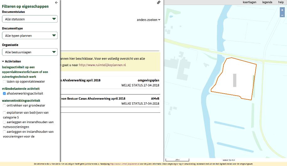 Zij filtert allereerst op de afvalverwerkingsactiviteit.