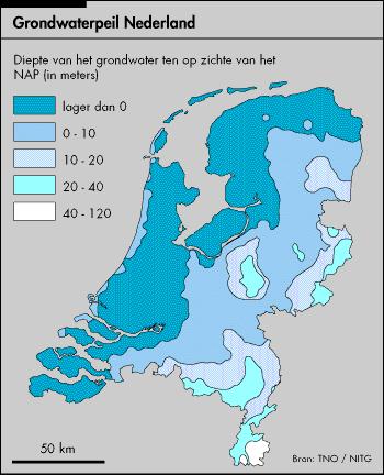 Inventarisatie Grondwater (kaart) Her grondwaterpeil bevind zicht net op