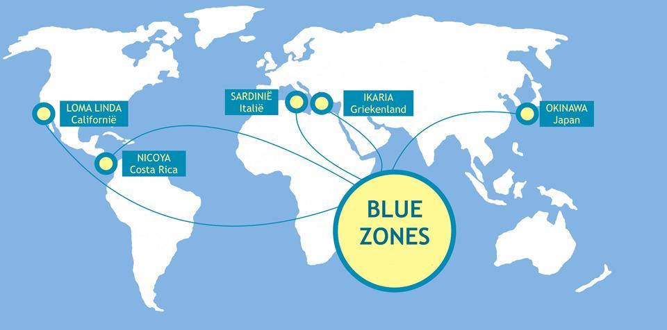 Vijf blue zones op aarde Care