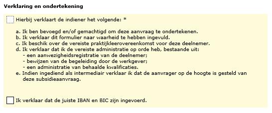 9. Om de aanvraag te controleren en te verzenden moet u op de knop < Controleren aanvraag > klikken. Indien er fouten in het aanvraagformulier zitten dan worden deze getoond.