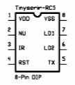 9600 bps RS-232 interface voor uitlezing van Ontvangen RC5 codes Led aanduiding bij ontvangst van Infrarood pulsen Led aanduiding goede werking Interne firmware Inwendige oscillator Weinig externe