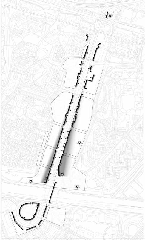 STADSWIJK Druk en levendig bij het station Groen en rustig aan luwe zijdes aan de Boerhaavelaan en Bredewater Adressering aan Afrikaweg Plinten met variëteit aan functies