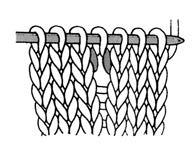 De draad of draadomslag valt als een steek meer op de naald, maar bij de basis van de draad of draadomslag is er een gaatje gevormd (ajoursteek).