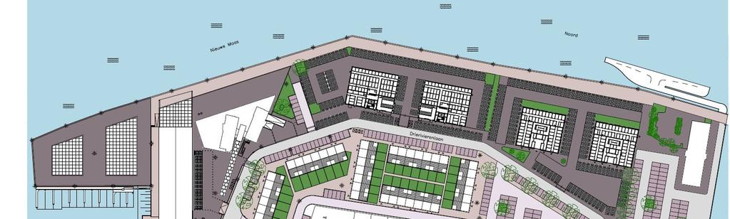 Ruimtelijke onderbouwing woongebouw Pilon, 3 Rivieren Indicatieve opzet van het projectgebied (rood omlijnd) en omgeving.