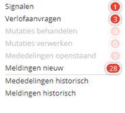 2.4 Signalen, mededelingen en verlof Om te voorkomen dat u belangrijke signalen en mededelingen over het hoofd ziet, staan deze centraal in de applicatie.