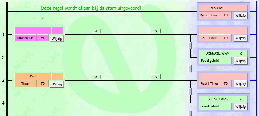 4. Bekijk het onderstaande programma goed. De transportband is aangesloten op de computer waar het bovenstaande programma draait. Wanneer zal het geluid gespeeld worden?