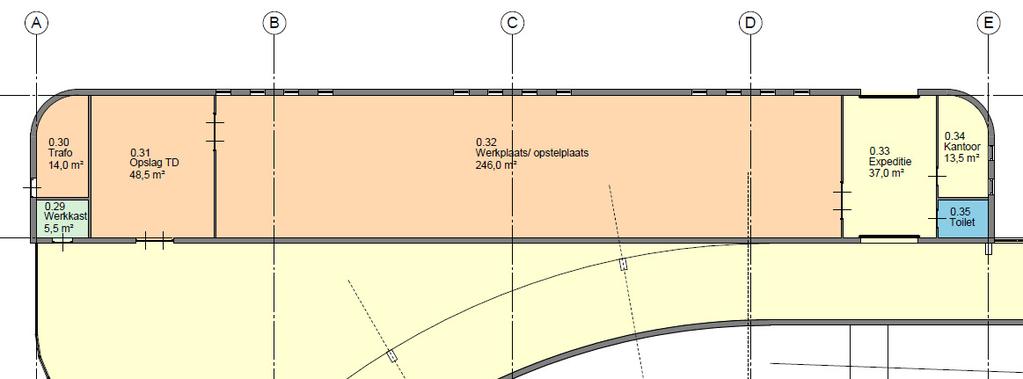 Figuur 15: Begane grond; technische ruimten Toeschouwers 1 e verdieping Optie: extra tribune of businessruimte(n) op 1 e verdieping Figuur 16: Indeling ruimten 1 e verdieping De 30 *