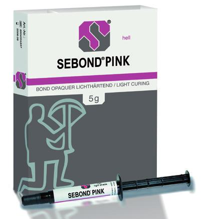 640066 Sebond Pink, Sebond Dentin Bondopaker met primer in één Voor het opakeren van zadels, retentiedelen en klammers Opaker en primer één Goed dekkend, langdurig en geweldig resultaat Zeer geschikt