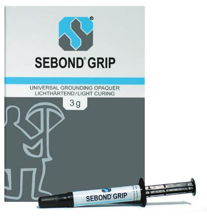 Sebond Grip Extra micromechanische retentie voor nog meer zekerheid Voor veneers Opaker Sebond Grip Retentie Sebond Grip wordt tussen de en de pasta-opaker aangebracht Zeer vloeibaar: creëert een