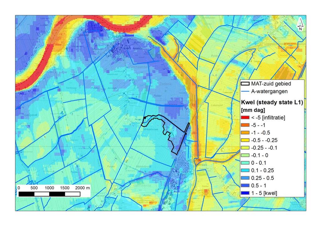 3.3. Kwel en wegzijging Kwel en wegzijging zijn hydrologische termen die aangeven of er sprake is van grondwater dat vanuit het watervoerende pakket naar het oppervlaktewater omhoog stroomt (kwel) of