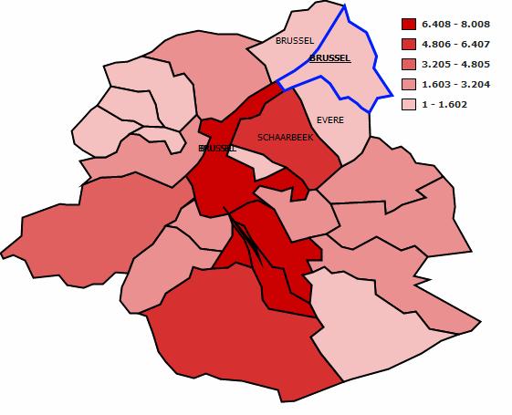 Provincie Brussel 5 Geografische spreiding - Provincie Brussel Bedrijven Omzet/Brutomarge Werknemers Toegevoegde waarde Gemeente Aantal % Omzet/Brutomarge % Gem. Aantal % Gem. Toeg. waarde % Gem.