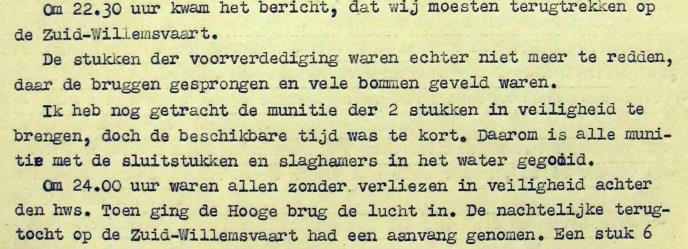 1 Foto s beschietingsschade kazematten). 1.4 VERSLAGEN DUITSE INVAL Fragment verslag kapitein J. de Vries.