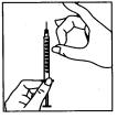 Trek dan de zuiger voorzichtig terug, om het geneesmiddel uit de injectieflacon in de spuit op te zuigen. Zorg ervoor dat u de zuiger met het rubberen afsluitdopje niet helemaal uit de spuit trekt.