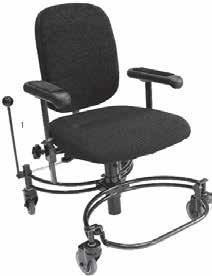 Zithoogte - gas Omhoog Druk het gasmechanisme (1) omhoog. Belast de stoel niet. Maak de hendel los en stel in op gewenste hoogte. Omlaag Neem plaats op de stoel.